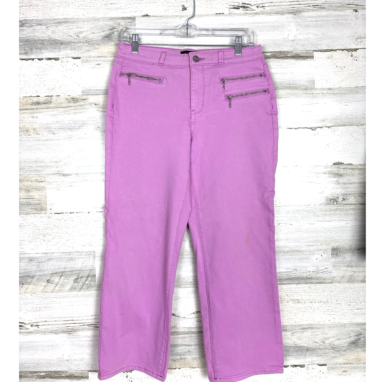 Nydj Womens 6 Purple Piper Relaxed Wide Leg Cropped Denim Pants Lilac Trendy